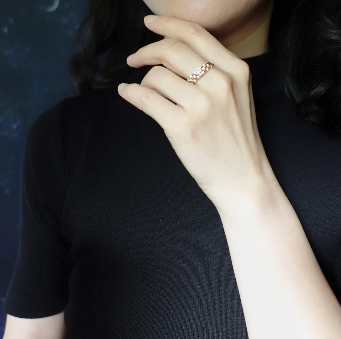 Star Orbit Silver Diamond Ring 9K