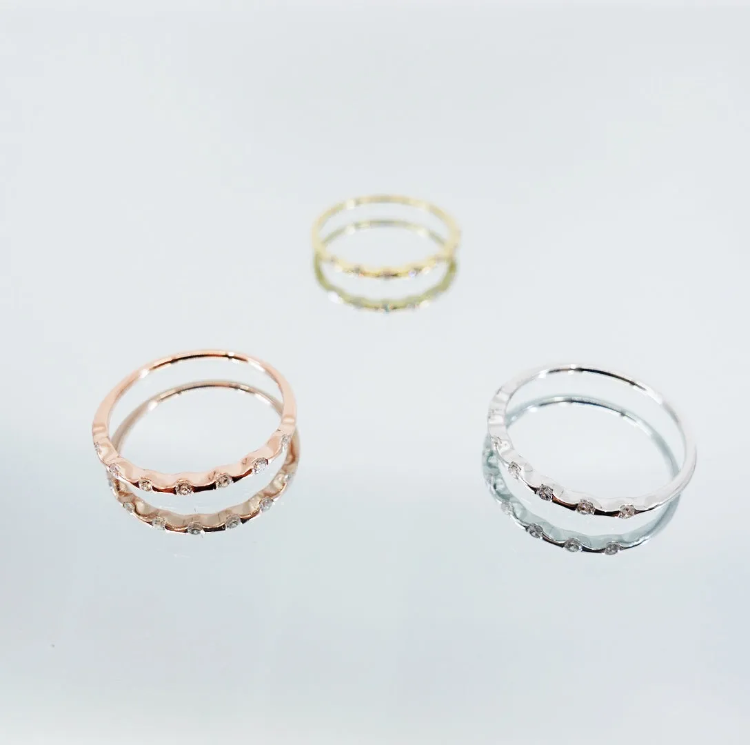 Star Orbit Silver Diamond Ring 9K