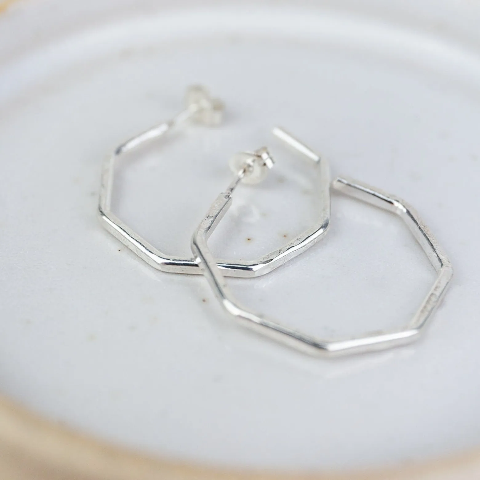 Sterling Silver Everyday Large Octagon Hoops