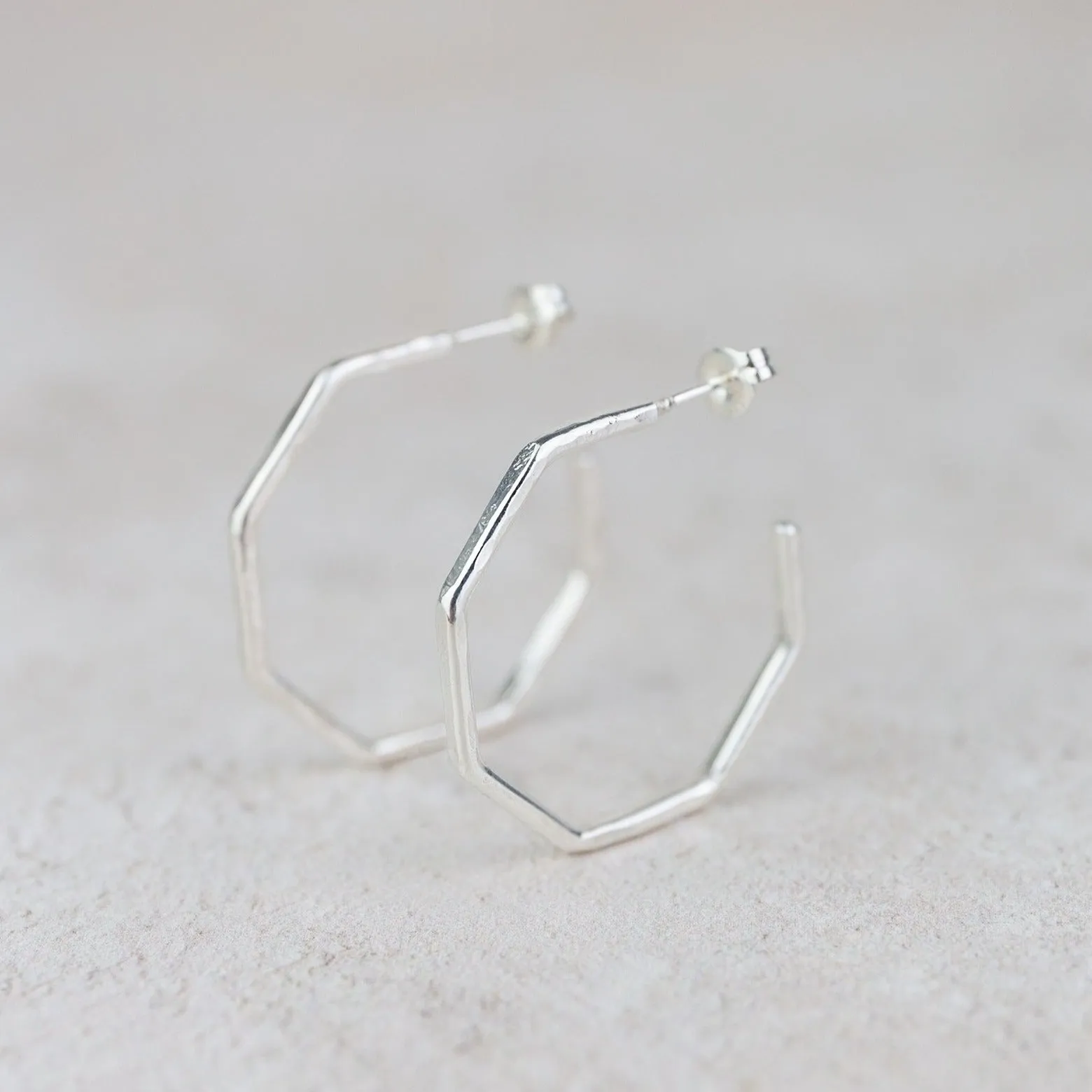 Sterling Silver Everyday Large Octagon Hoops