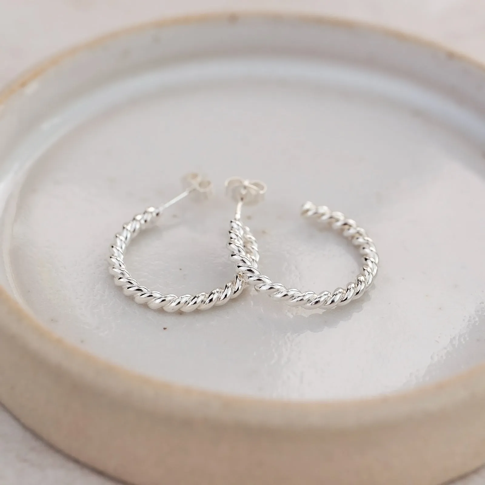 Sterling Silver Everyday Twisty Hoop Earring