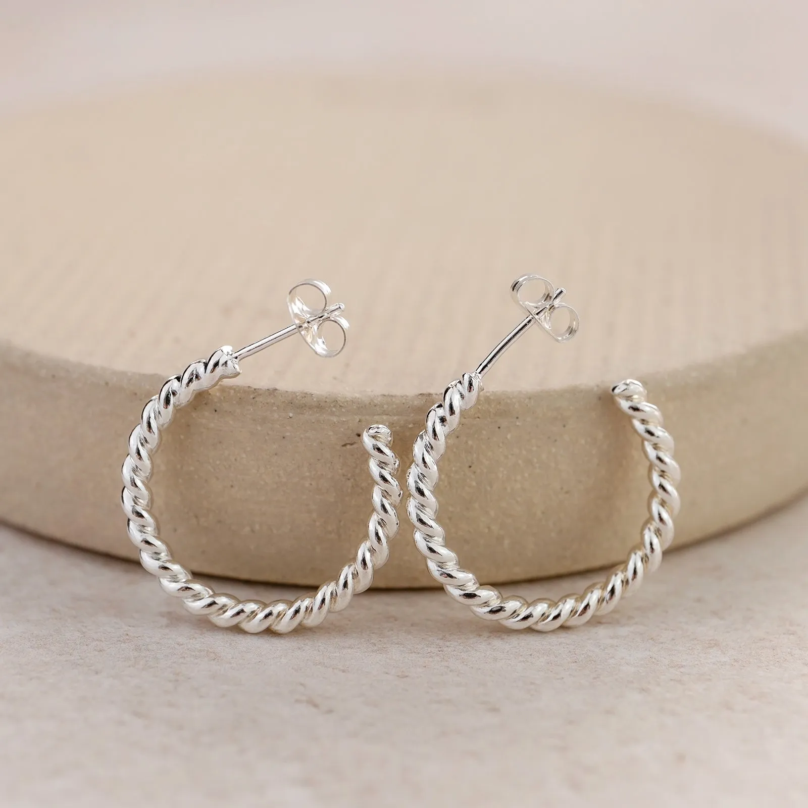 Sterling Silver Everyday Twisty Hoop Earring
