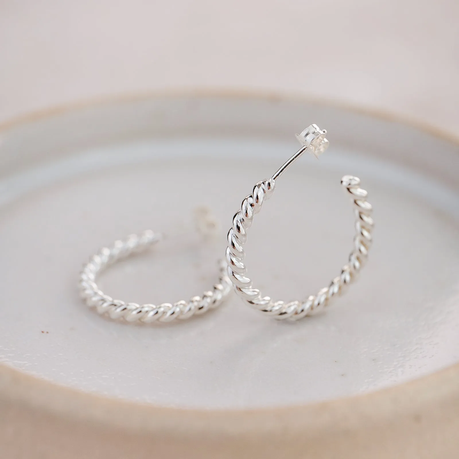 Sterling Silver Everyday Twisty Hoop Earring