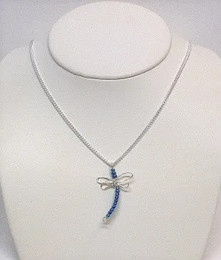 Sterling Silver Wire Dragonfly Earrings & Necklace
