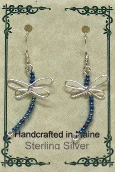 Sterling Silver Wire Dragonfly Earrings & Necklace