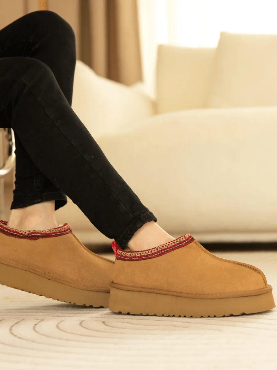 Tazzy Mini Platform Low Ankle Slippers - Chestnut