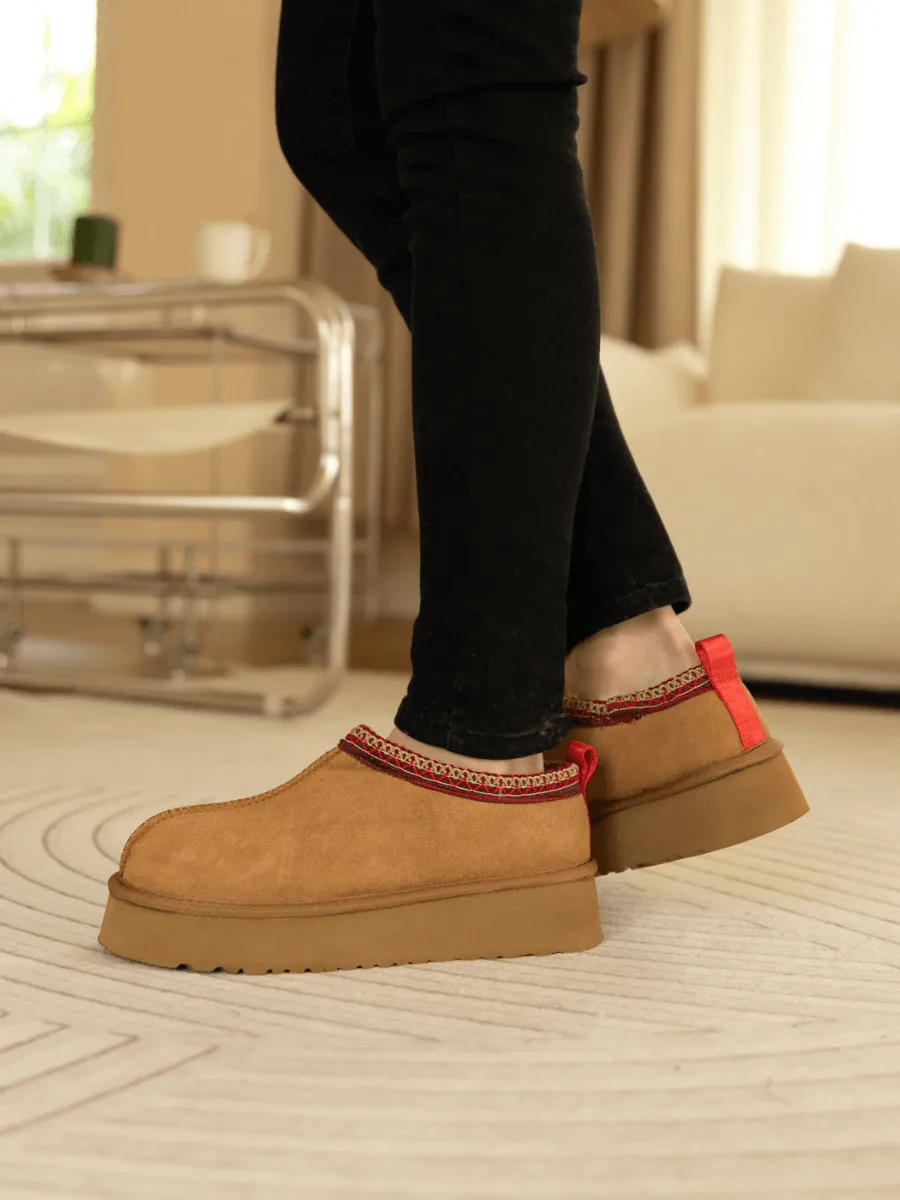 Tazzy Mini Platform Low Ankle Slippers - Chestnut