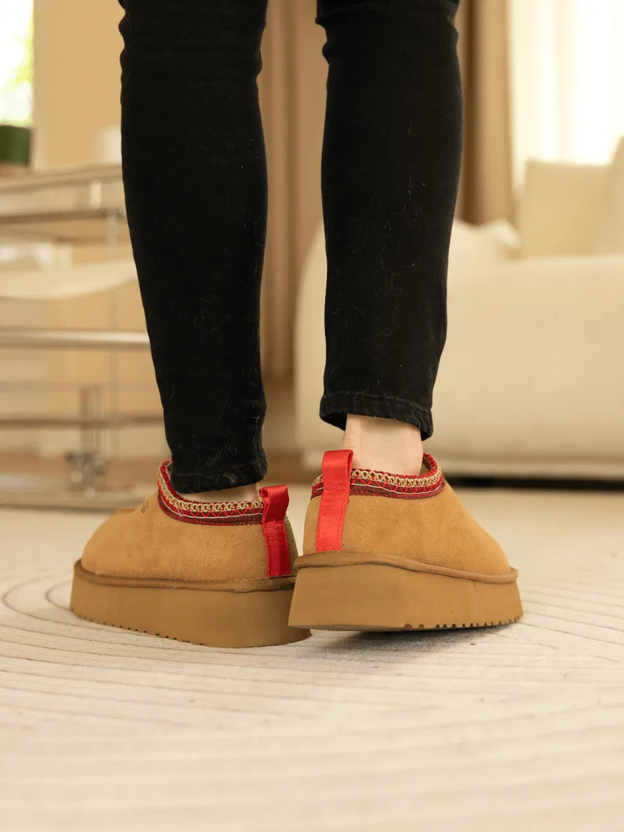 Tazzy Mini Platform Low Ankle Slippers - Chestnut