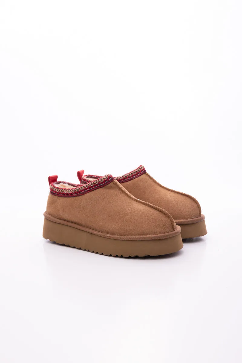 Tazzy Mini Platform Low Ankle Slippers - Chestnut
