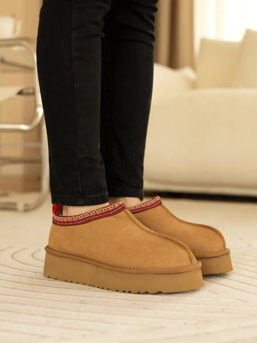 Tazzy Mini Platform Low Ankle Slippers - Chestnut