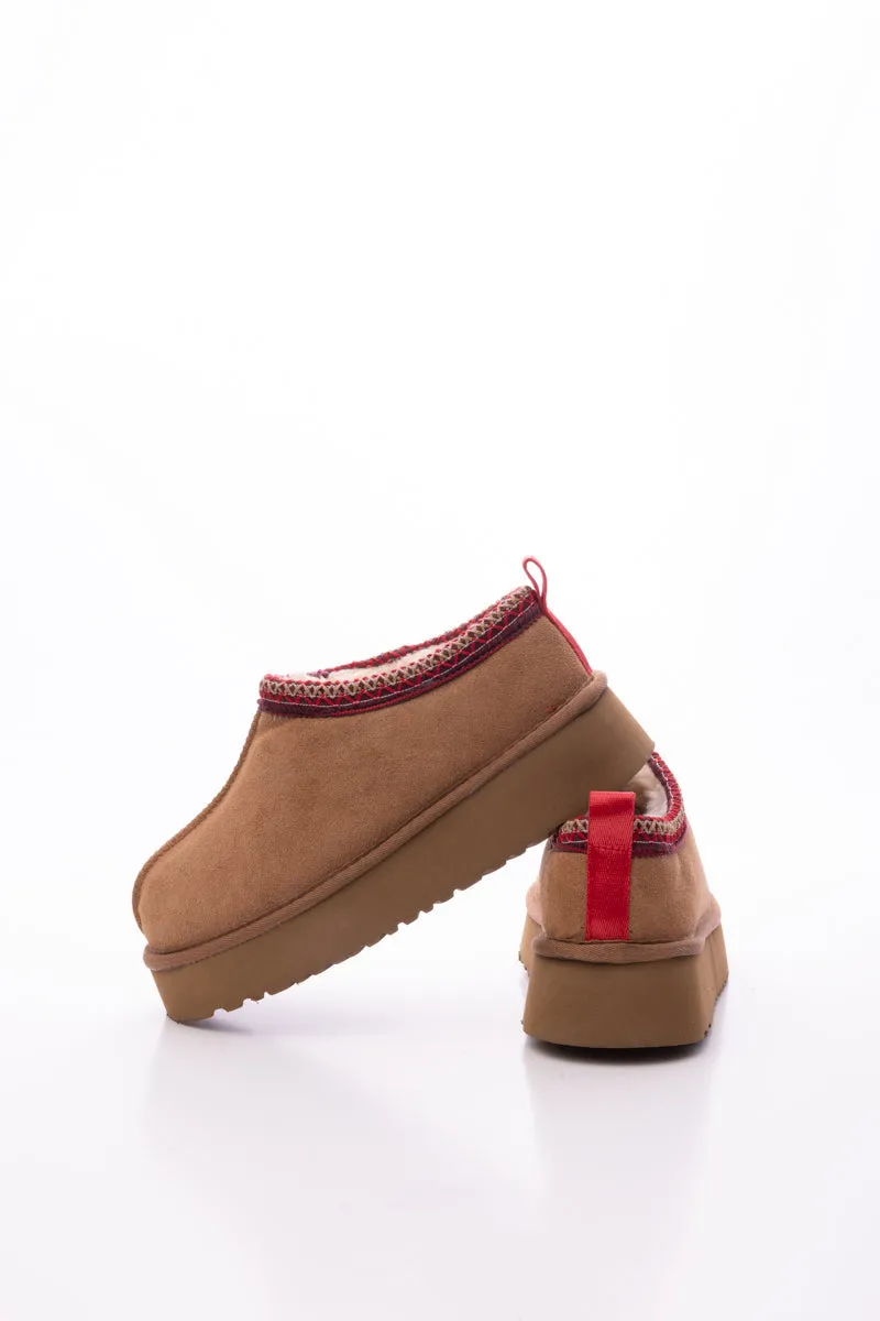 Tazzy Mini Platform Low Ankle Slippers - Chestnut