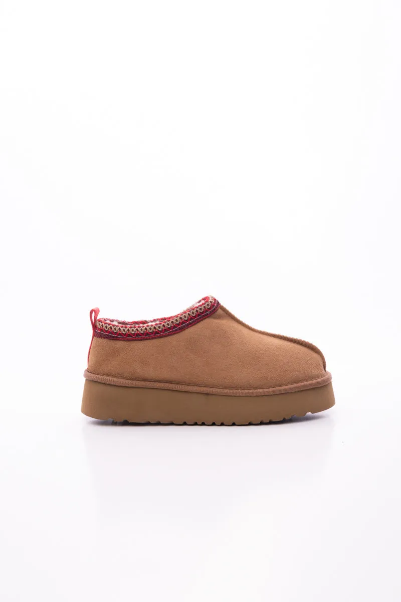 Tazzy Mini Platform Low Ankle Slippers - Chestnut