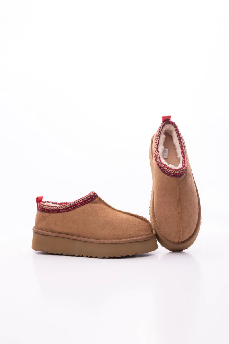Tazzy Mini Platform Low Ankle Slippers - Chestnut