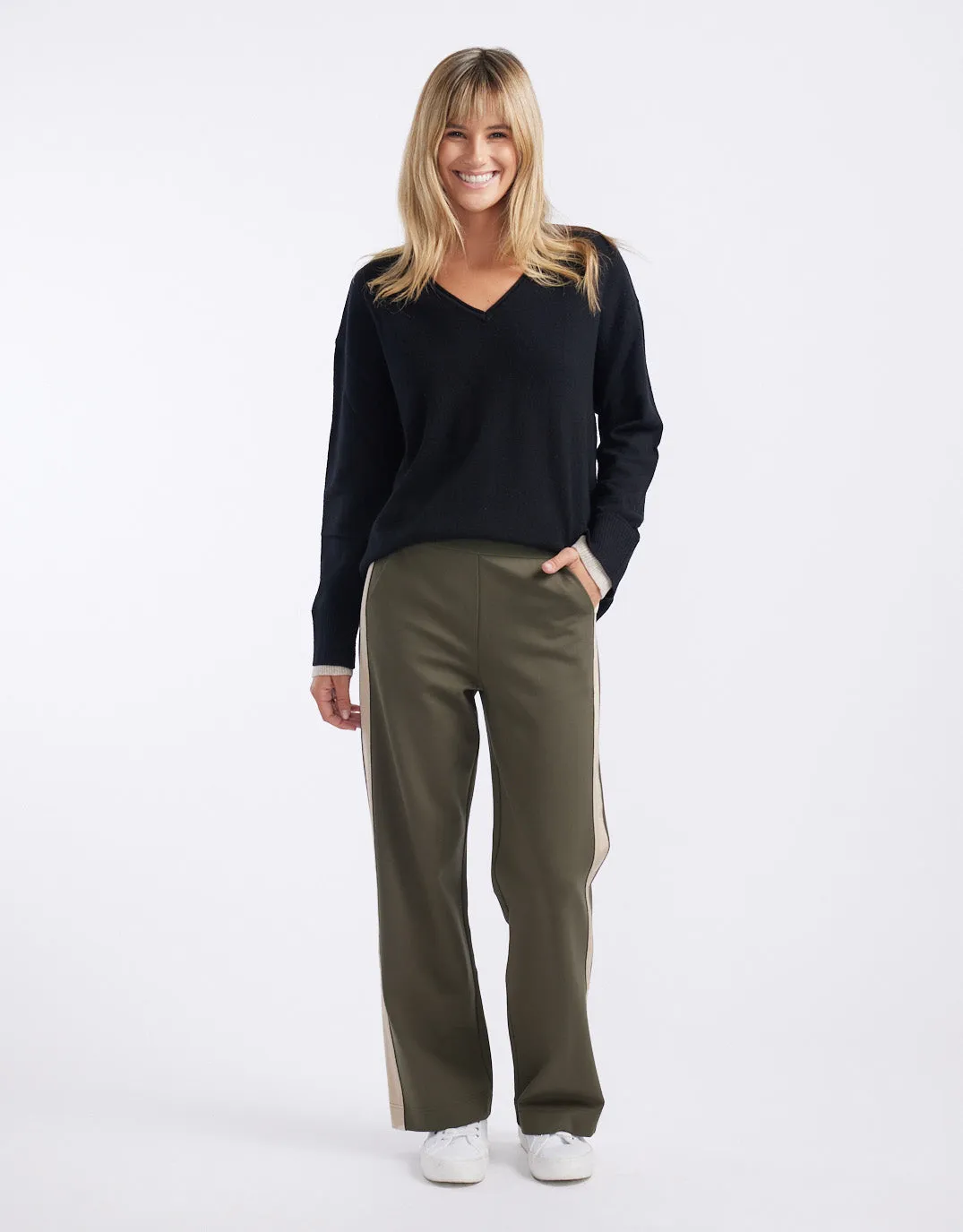 Timeless Straight Leg Ponte Pant  - Khaki/Natural