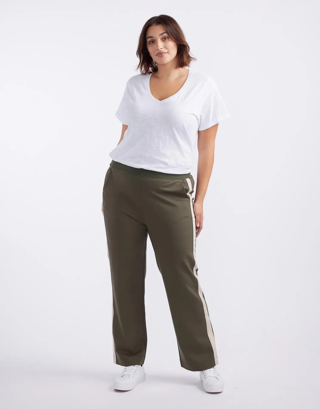 Timeless Straight Leg Ponte Pant  - Khaki/Natural