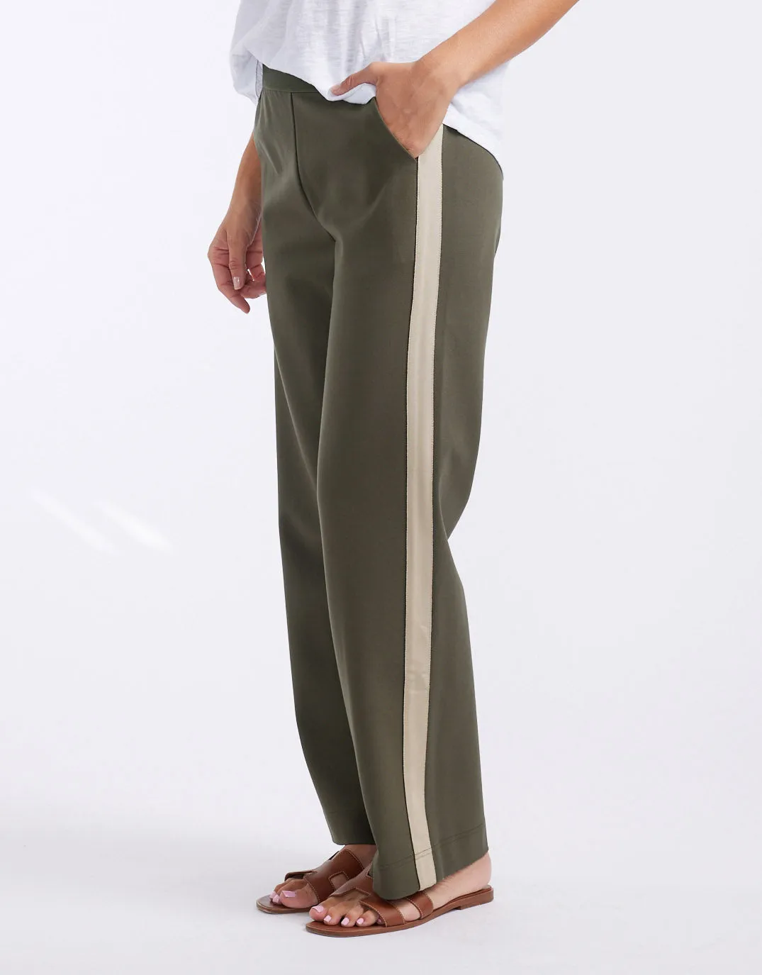 Timeless Straight Leg Ponte Pant  - Khaki/Natural