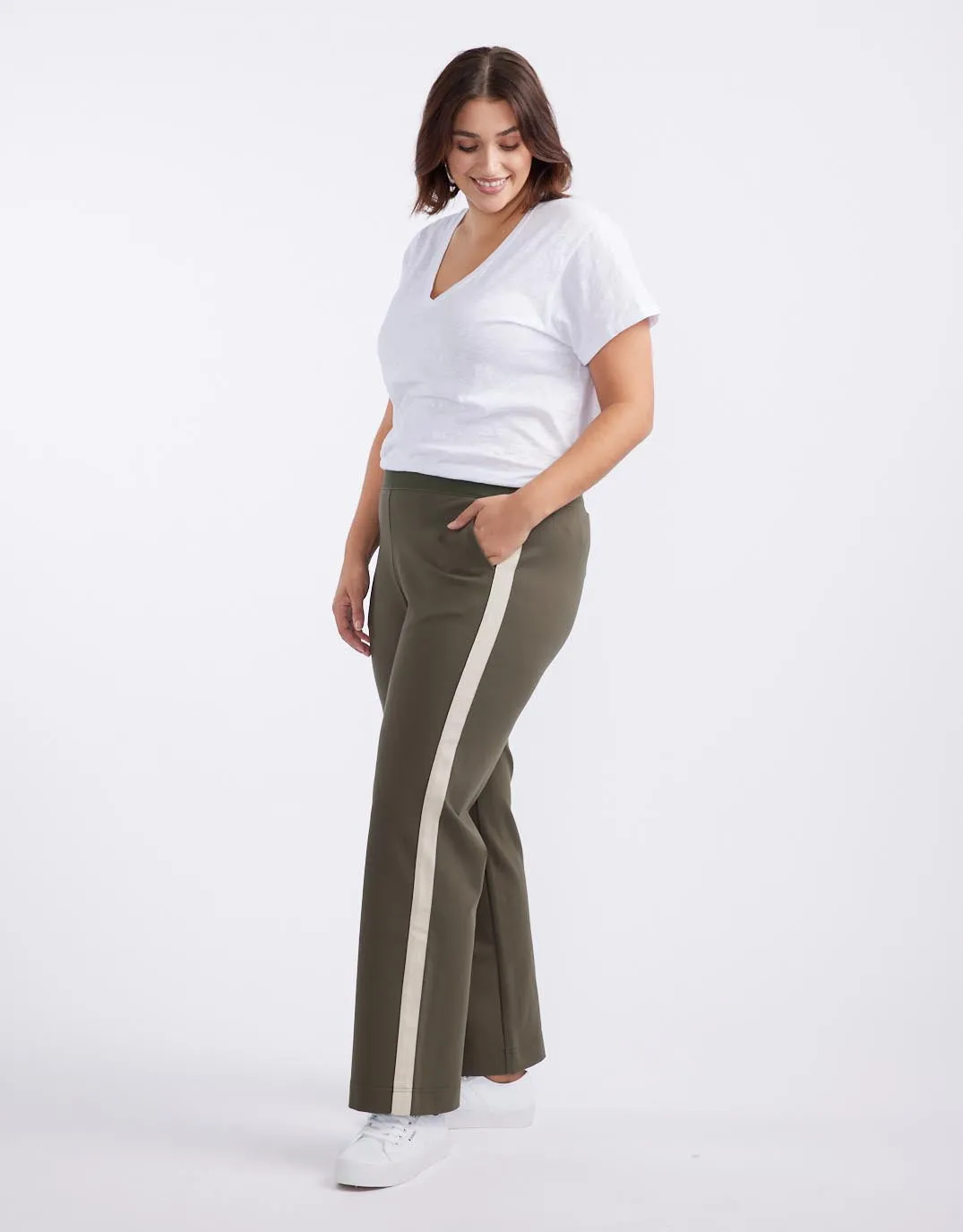 Timeless Straight Leg Ponte Pant  - Khaki/Natural