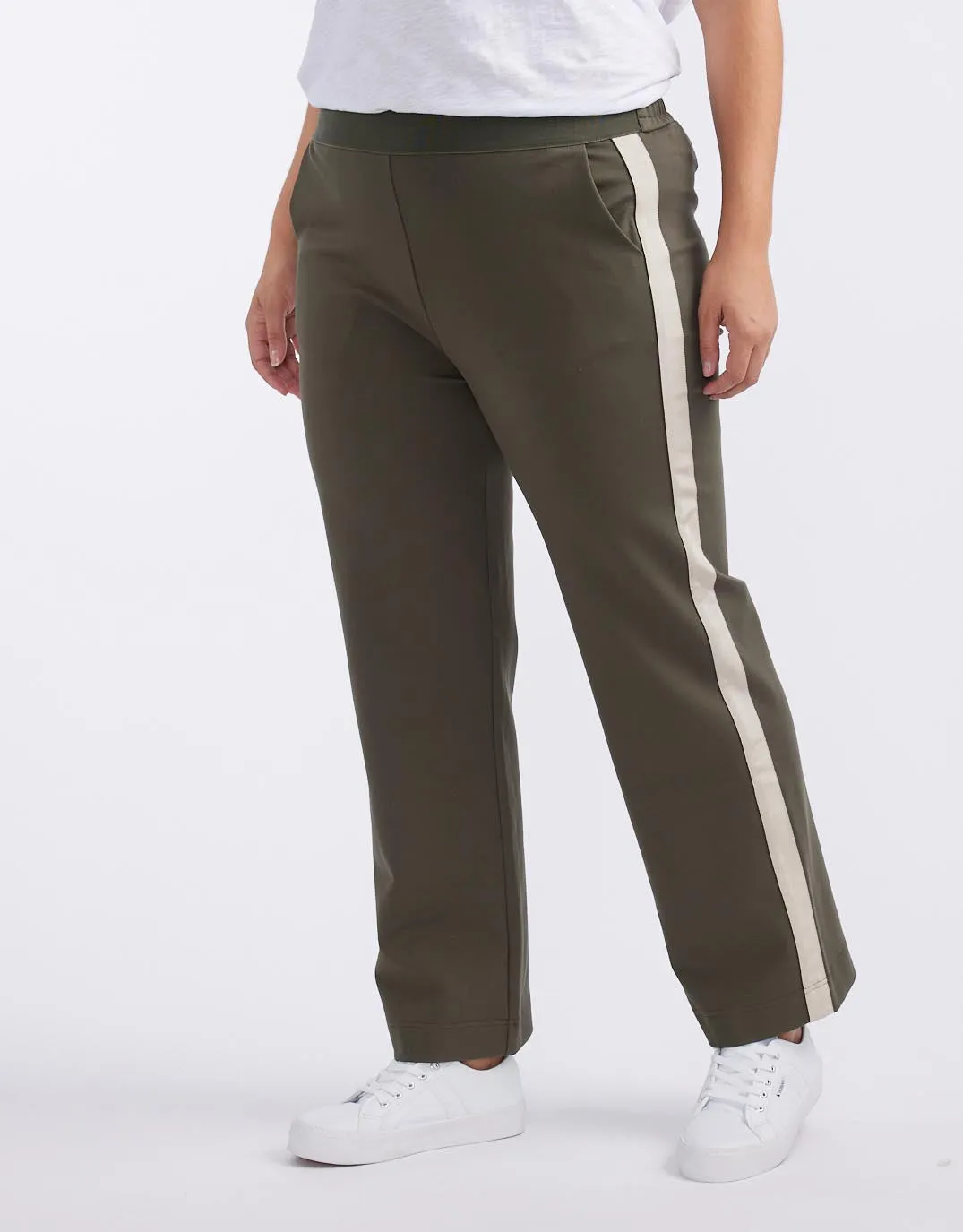 Timeless Straight Leg Ponte Pant  - Khaki/Natural