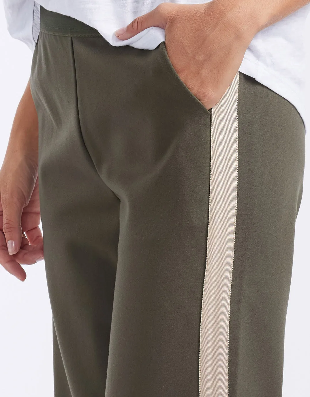Timeless Straight Leg Ponte Pant  - Khaki/Natural