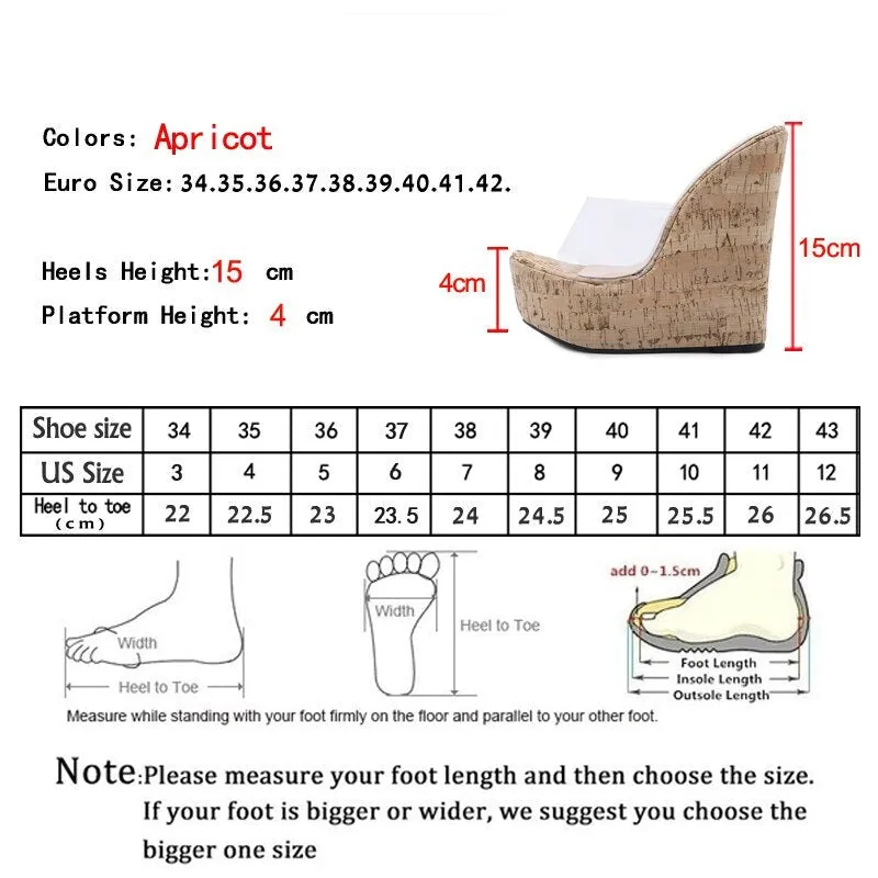 Transparent Platform Wedge Slippers