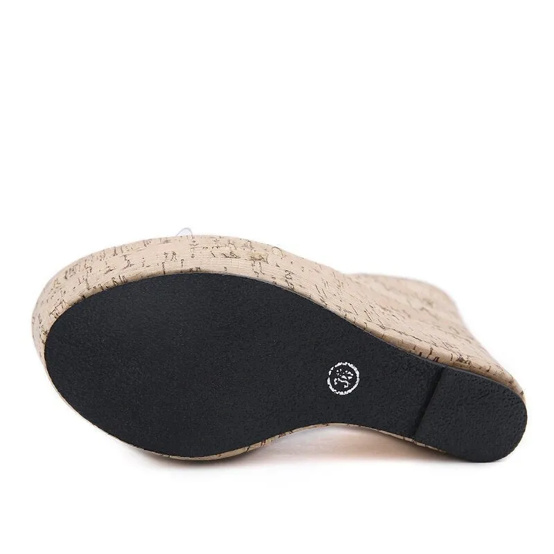 Transparent Platform Wedge Slippers