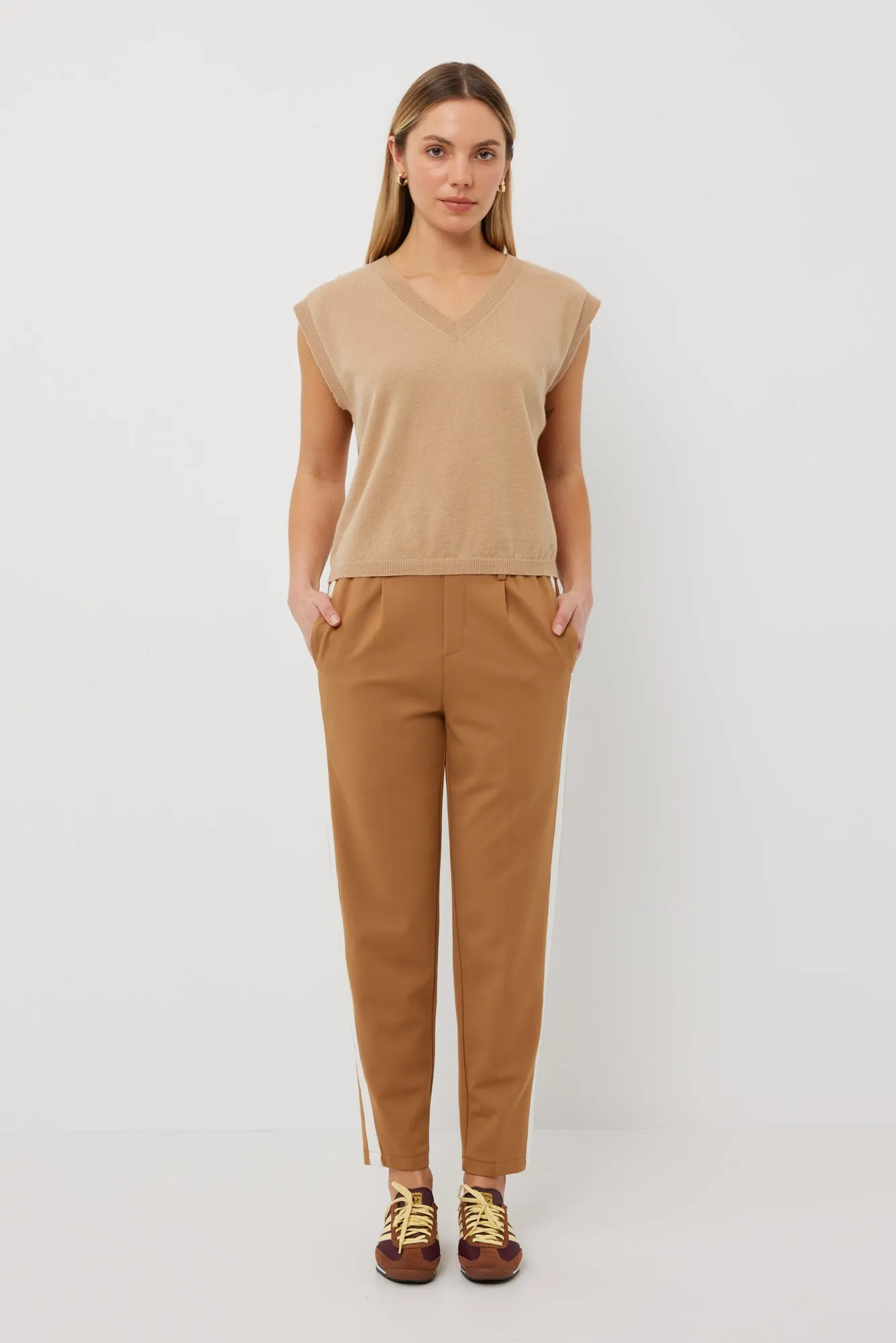 TUESDAY BOBBIE PANT CARAMEL/WHITE
