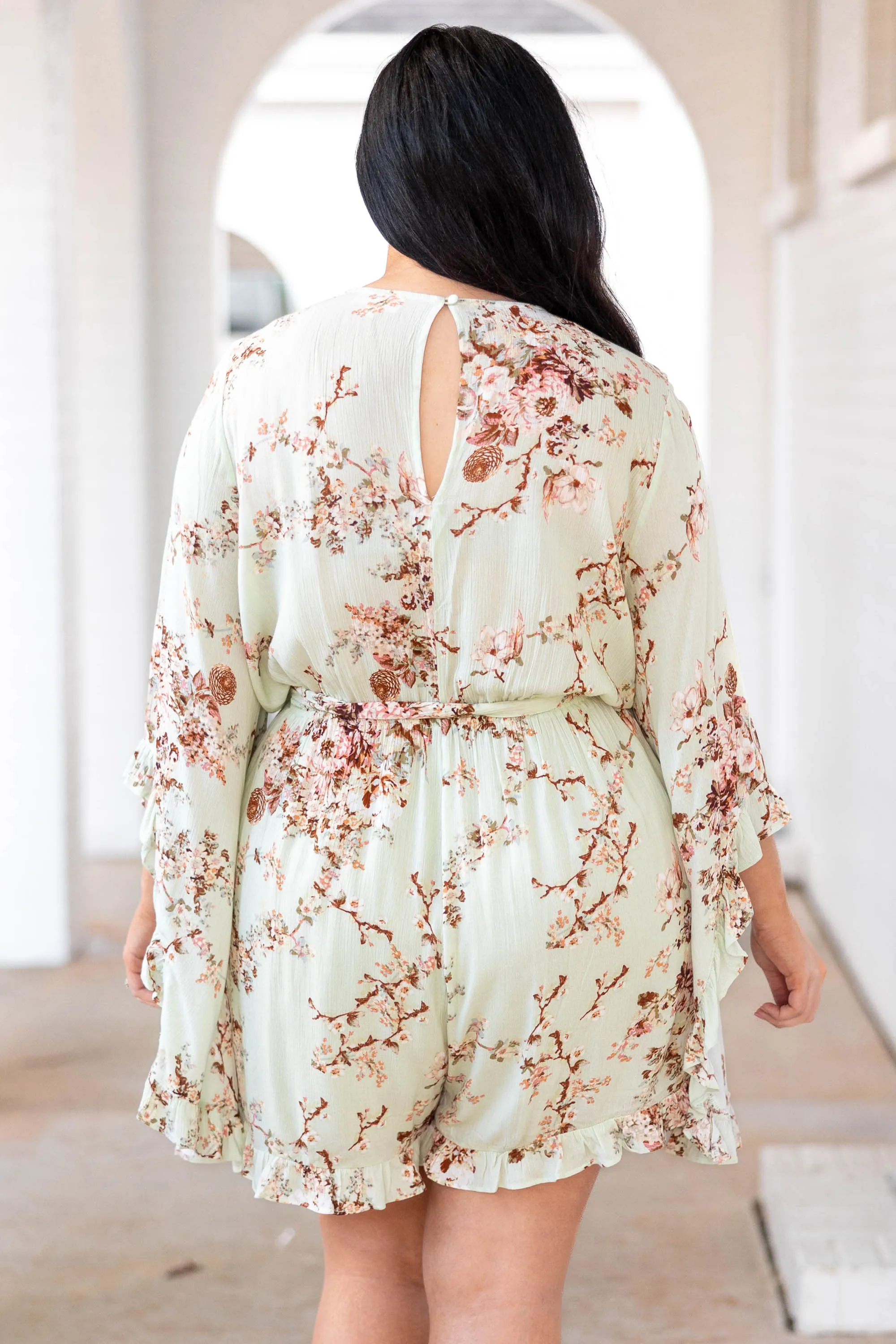 Twisted Memories Romper, Light Green