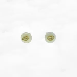 Vermeil Auspicious Clouds Nephrite Jade Stud Earrings