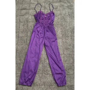 Vintage Lady Cameo Jumpsuit SMALL Purple Lace Corset Sexy Loungewear