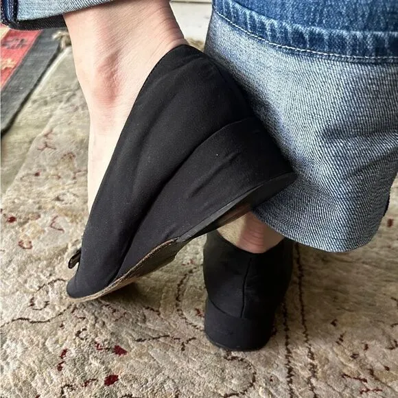 Vintage Prada black fabric flats.