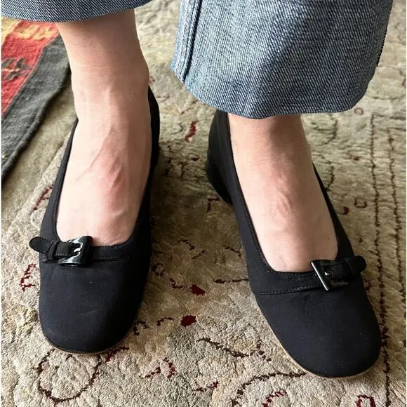 Vintage Prada black fabric flats.