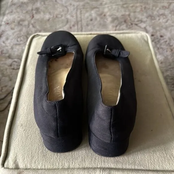 Vintage Prada black fabric flats.