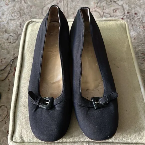 Vintage Prada black fabric flats.