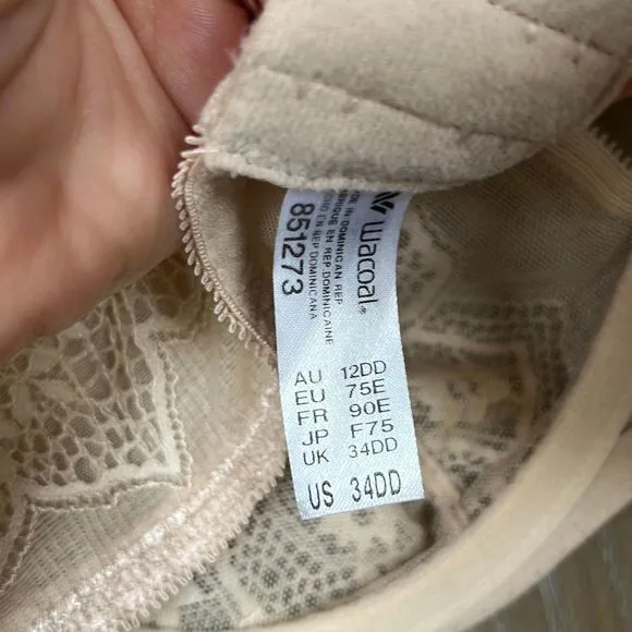 Wacoal Take The Plunge Underwire Bra Beige Lace 34 DD NWOT
