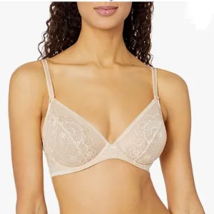 Wacoal Take The Plunge Underwire Bra Beige Lace 34 DD NWOT