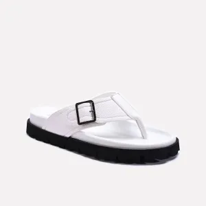 White Comfy Flip Flops For Men 0151089