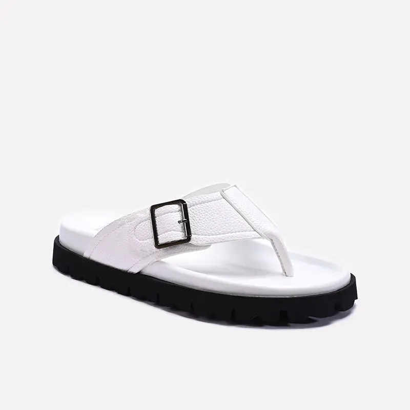 White Comfy Flip Flops For Men 0151089