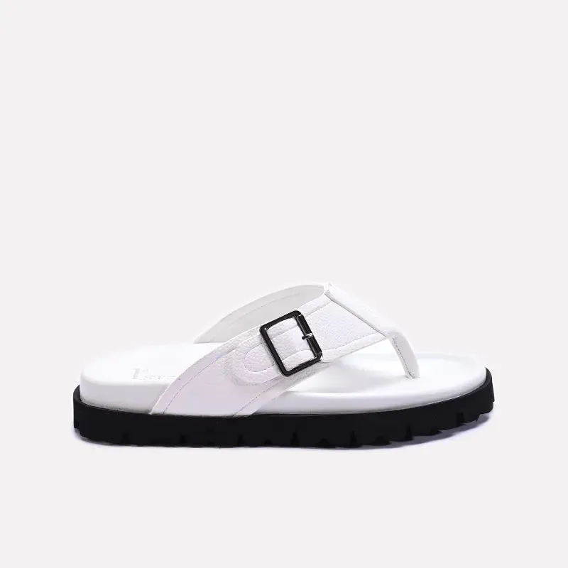 White Comfy Flip Flops For Men 0151089