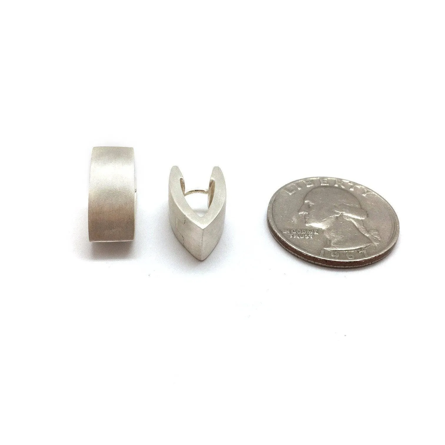 Wide 'V' Silver Hoops, Short