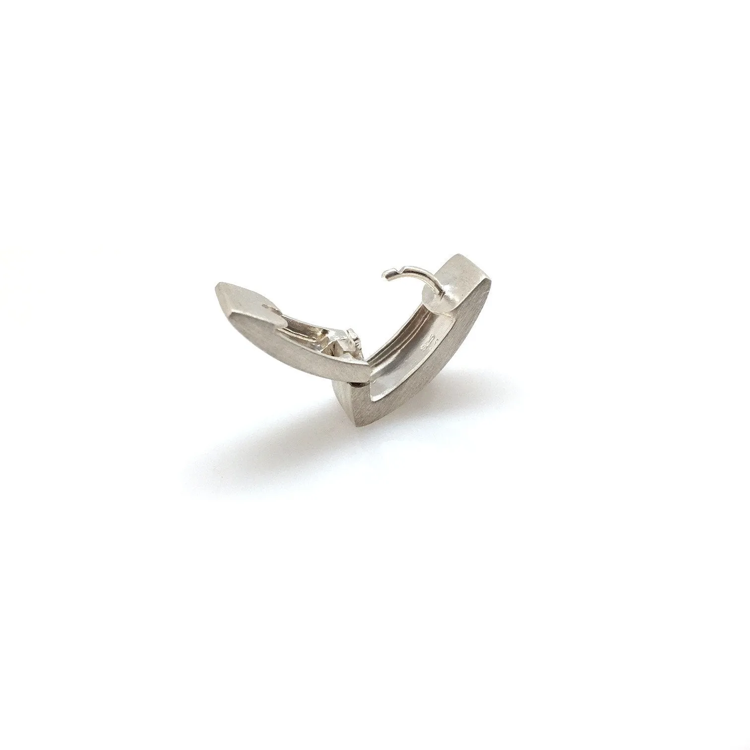 Wide 'V' Silver Hoops, Short