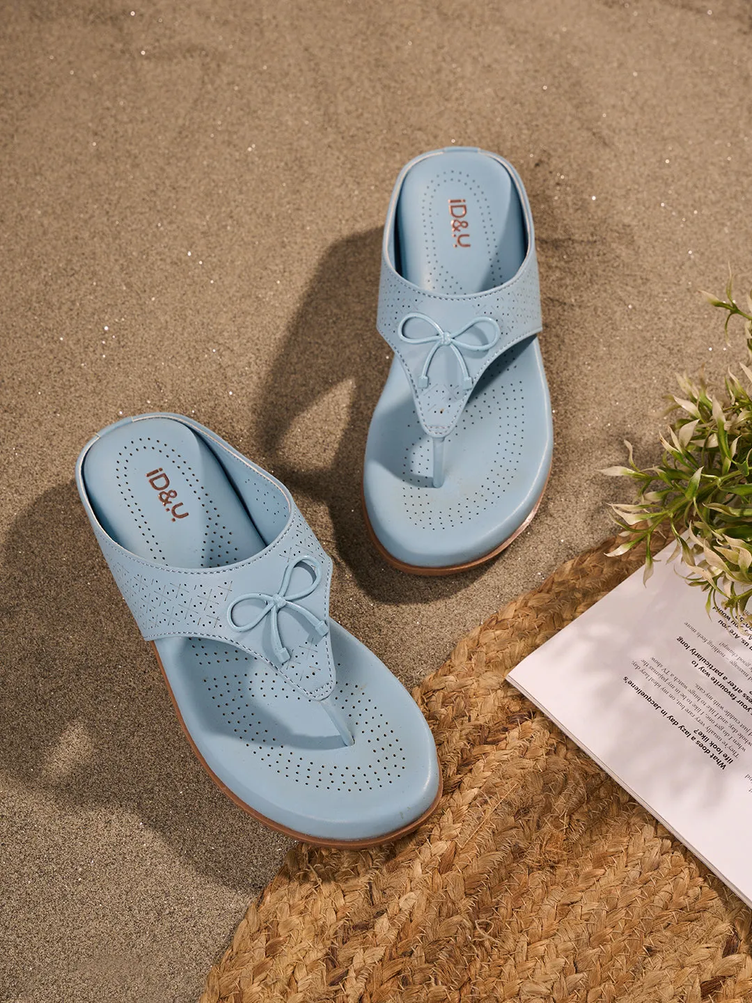 Women's LT.Blue Thong Sandals (IU6010)