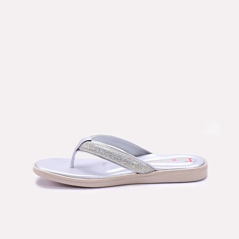 Womens Silver Comfy Casual Flip Flop Slippers 0411578