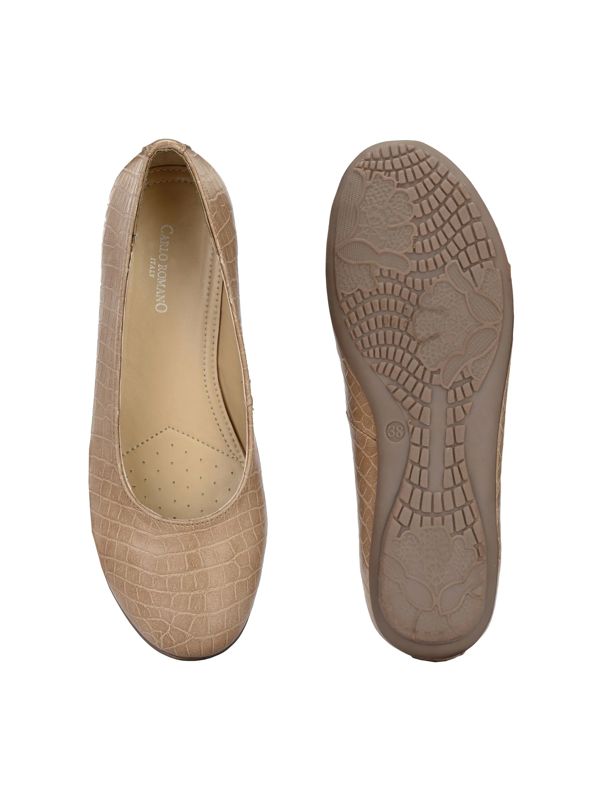 Women's  Vegan Leather Croco Print Slip  Belly With Heels