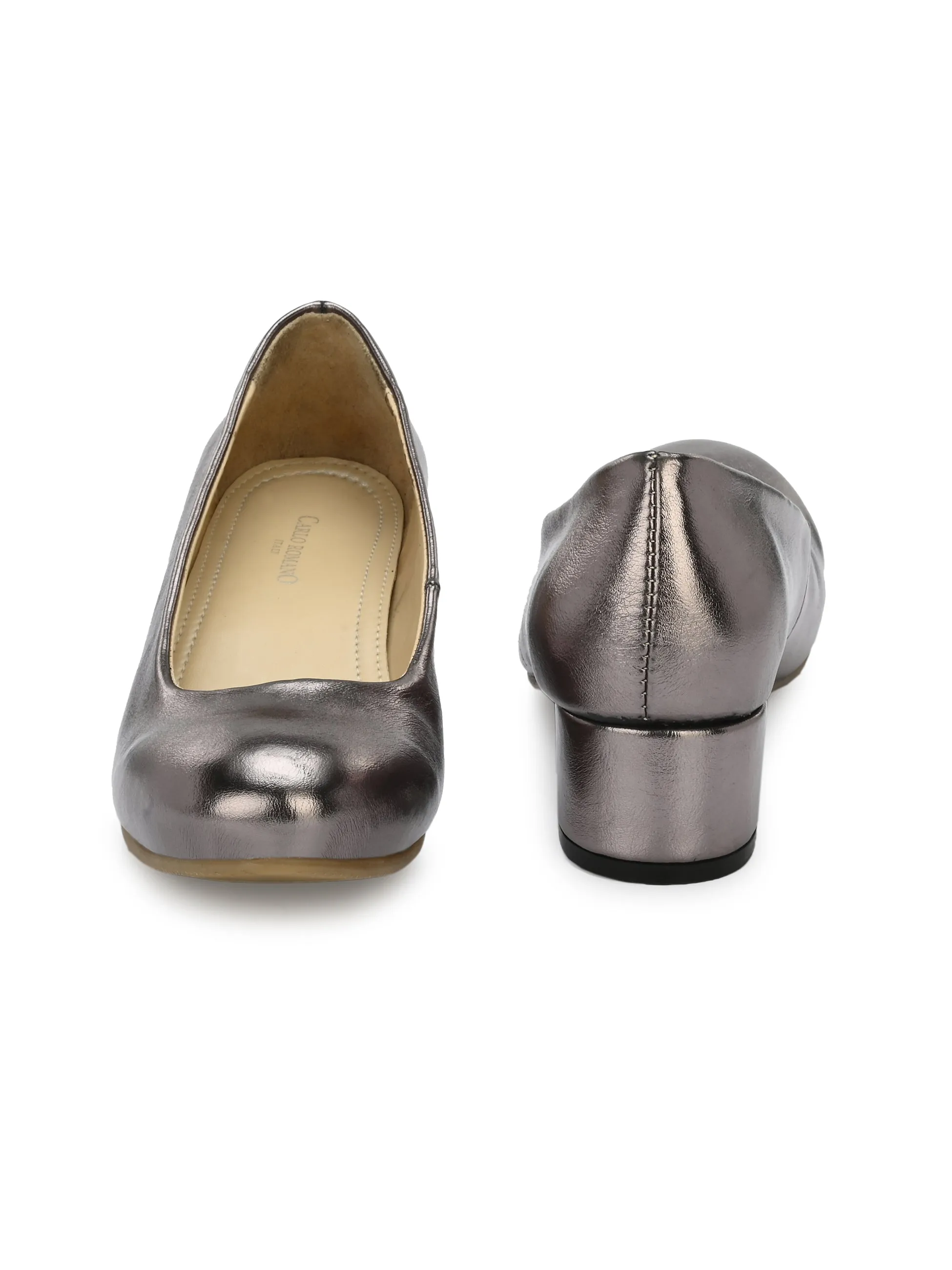Women's  Vegan Leather Grey Slip Belly With Heels