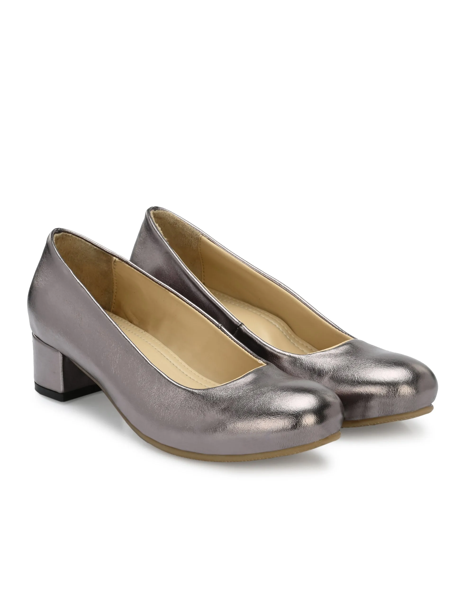 Women's  Vegan Leather Grey Slip Belly With Heels